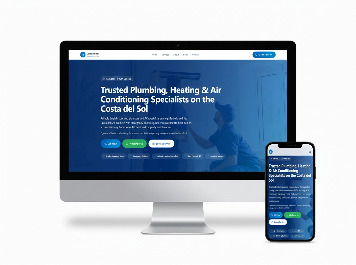 Website concept for a plumbing and AC specialist company